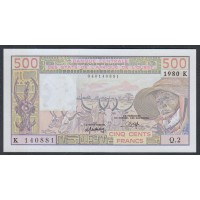 Сенегал 500 франков 1980 года, РЕДКИЕ (BANQUE CENTRALE DES ETATS DE L'AFRIQUE DE L'OUEST (Senegal) 500 francs 1980) P 705Kb: UNC