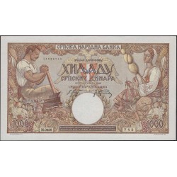 Сербия 1000 динар 1942 (Serbia 1000 dinara 1942) P 32b : Unc