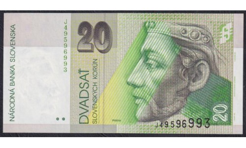 Словакия 20 крон 1999 (Slovakia 20 korun 1999) P 20d : Unc