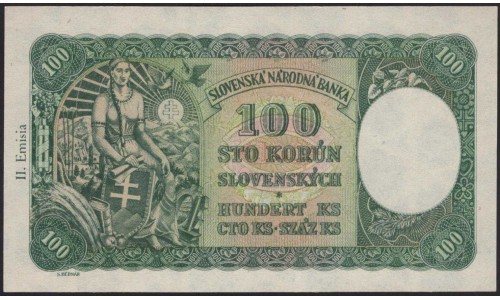Словакия 100 крон 1940 (Slovakia 100 korun 1940) P 11a : Unc