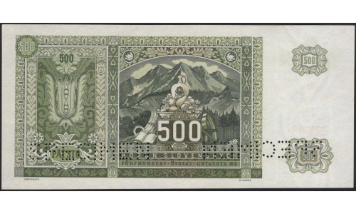 Словакия 500 крон 1941 образец (Slovakia 500 korun 1941 specimen) P 12s : Unc