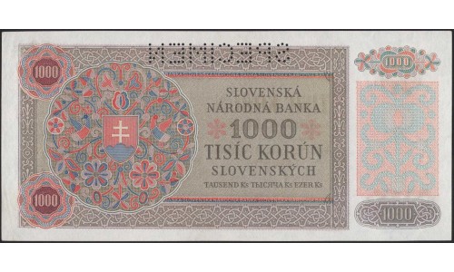 Словакия 1000 крон 1940 образец (Slovakia 1000 korun 1940 specimen) P 13s : Unc