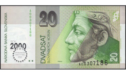 Словакия 20 крон 1993 (2000) (Slovakia 20 korun 1993 (2000)) P 34 : Unc