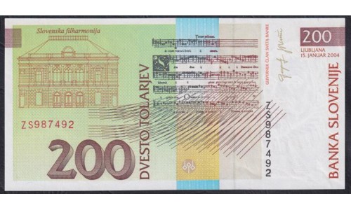 Словения 200 толаров 2004 года, серия замещения ZS987492  (Slovenia 200 tolars 2004) P 15d: UNC