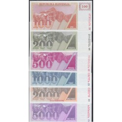 Словения 100- 5000 толаров 1992 года,  РЕДКОСТЬ! (Slovenia 5000 tolars 1992) P 6-10: UNC