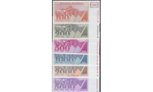 Словения 100- 5000 толаров 1992 года,  РЕДКОСТЬ! (Slovenia 5000 tolars 1992) P 6-10: UNC