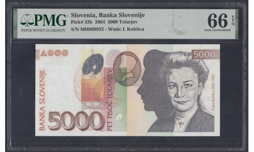 Словения 5000 толаров 2004 года (Slovenia 5000 tolars 2004) P 33b: UNC 66 EPQ