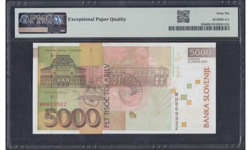 Словения 5000 толаров 2004 года (Slovenia 5000 tolars 2004) P 33b: UNC 66 EPQ