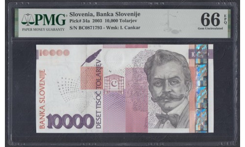 Словения 10000 толаров 2003 (Slovenia 10000 tolars 2003) P 34a: UNC PMG 66 EPQ