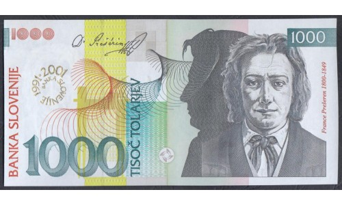 Словения 1000 толаров 2000 года (Slovenia 1000 tolars "10th Anniversary of Banka Slovenije" Commemorative Issue) P 26: UNC