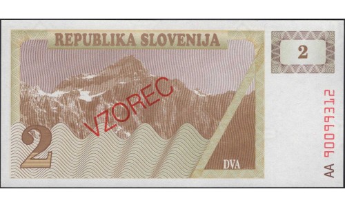 Словения 2 толара 1990 образец (Slovenia 2 tolars 1990 specimen) P 2s1 : Unc