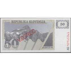 Словения 50 толаров 1990 образец (Slovenia 50 tolars 1990 specimen) P 5s1 : Unc