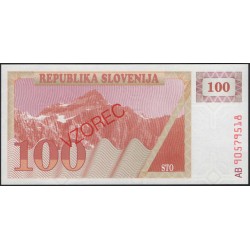 Словения 100 толаров 1990 образец (Slovenia 100 tolars 1990 specimen) P 6s1 : Unc