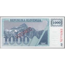 Словения 1000 толаров 1992 образец (Slovenia 1000 tolars 1992 specimen) P 9s1 : Unc