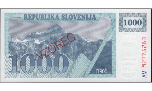 Словения 1000 толаров 1992 образец (Slovenia 1000 tolars 1992 specimen) P 9s1 : Unc