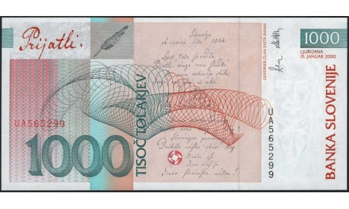 Словения 1000 толаров 2000 (Slovenia 1000 tolars 2000) P 22a : Unc