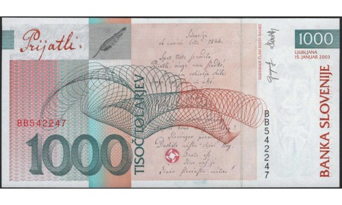 Словения 1000 толаров 2003 (2004) (Slovenia 1000 tolars 2003 (2004)) P 29 : Unc