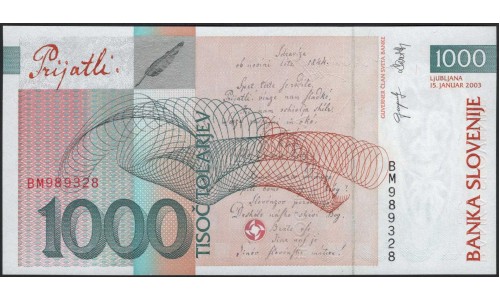 Словения 1000 толаров 2003 (Slovenia 1000 tolars 2003) P 32a : Unc