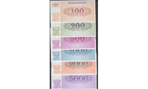 Словения 100- 5000 толаров 1992 года,  РЕДКОСТЬ! (Slovenia 5000 tolars 1992) P 6-10: UNC