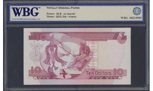 Соломоновы Острова 10 долларов 1977 года (Solomon Islands 10 dollars 1977) P 7a: UNC WBG 67 TOP