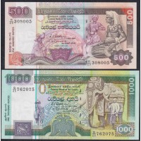 Шри Ланка 10, 20, 50,100, 100, 500 и 1000 рупий 1992 года, РЕДКИЙ КОМПЛЕКТ (Sri Lanka 100 rupees 1992) P 102b, 103b, 104b, 105b, 105A? 106b, 107b: UNC
