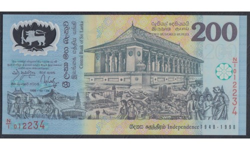 Шри Ланка 200 рупий 1998 год, Номер Оранжевый(Sri Lanka 200 rupees 1998 year) P 114a : Unc