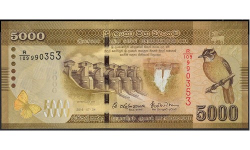 Шри Ланка 5000 рупий 2016 год (Sri Lanka 5000 rupees 2016 year) P 128d : Unc