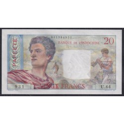 Таити 20 франков 1951-63 года (Tahiti 20 Francs 1951-63) P 21b: UNC