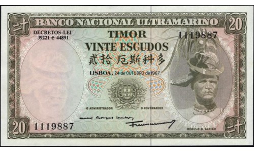 Тимор 20 эскудо 1967 года (TIMOR 20 escudos 1967) P 26a (7): UNC