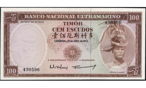Тимор 100 эскудо 1963 года (TIMOR 100 escudos 1963) P 28a (2): UNC