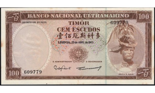 Тимор 100 эскудо 1963 года (TIMOR 100 escudos 1963) P 28a (6): UNC--