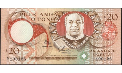 Тонга 20 па'анга 1992 года, Редкость!!! (Tonga 20 pa'anga 1992) P 29: UNC