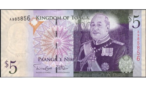 Тонга 5 па'анга 2009 года (Tonga 5 pa'anga 2009) P 39(2): UNC