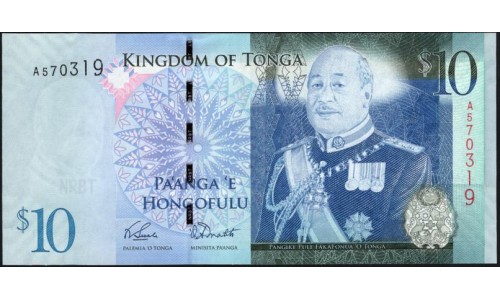 Тонга 10 па'анга 2009 года (Tonga 10 pa'anga 2009) P 40(1): UNC