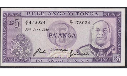 Тонга 5 па'анга 1989 года (Tonga 5 pa'anga 1989) P 21c: UN