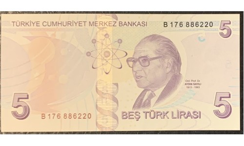 Турция 5 лир 1970 (2009) год (Turkey 5 lira 1970 (2009) year) P 222b : Unc