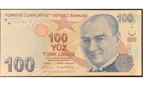 Турция 100 лир 1970 (2009) год (Turkey 100 lira 1970 (2009) year) P 226a : Unc
