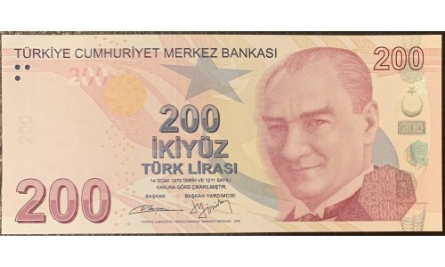 Турция 200 лир 1970 (2009) год (Turkey 200 lira 1970 (2009) year) P 227b : Unc