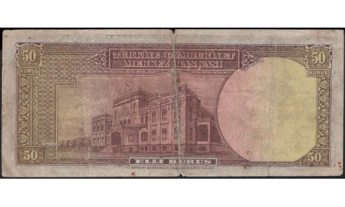 Турция 50 курус 1930 год (Turkey 50 kurus 1930 year) P 133 : F