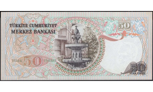 Турция 50 лир 1970 (1976) год (Turkey 50 lira 1970 (1976) year) P 188(1) : Unc