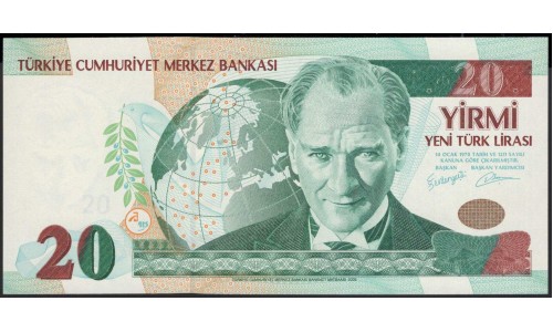Турция 20 лир 1970 (2005) год (Turkey 20 lira 1970 (2005) year) ser # 090909 P 219 : Unc