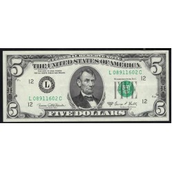 США 5 долларов 1969 года, серия L, Сан Франциско (UNITED STATES OF AMERICA  5 Dollars 1969, Series L ) P 450d: UNC--