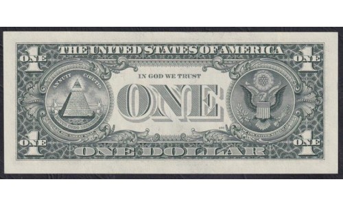 США 1 доллар 1993 г. Серия F (UNITED STATES OF AMERICA 1 Dollar 1993, Seria F) P 490a: UNC