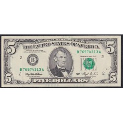 США 5 долларов 1993 г. Серия B (UNITED STATES OF AMERICA 5 Dollars 1993, Seria F) P 491: UNC