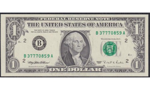 США 1 доллар 1995 г. Серия B (UNITED STATES OF AMERICA 1 Dollar 1995, Seria B) P 496a: UNC