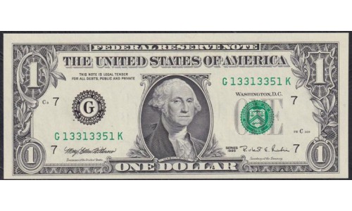 США 1 доллар 1995 г. Серия G (UNITED STATES OF AMERICA 1 Dollar 1995, Seria G) P 496a: UNC