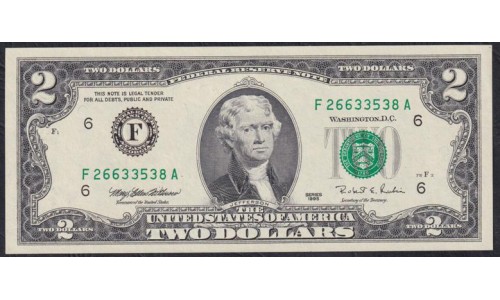 США 2 доллара 1995 года  (UNITED STATES OF AMERICA 2 Dollars 1995) P 497: UNC