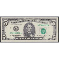 США 5 долларов 1995 г. Серия B (UNITED STATES OF AMERICA 5 Dollars 1995, Seria F) P 498: UNC