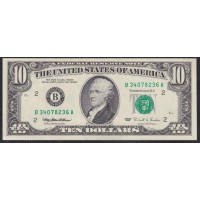 США 10 долларов 1995 г. Серия B (UNITED STATES OF AMERICA 10 Dollars 1995, Seria B) P 499: UNC