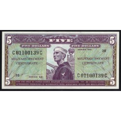 США 5 долларов ND (1968 г.) серия 661 (UNITED STATES OF AMERICA 5 dollars  ND (1968) MILITARY) P M69: UNC